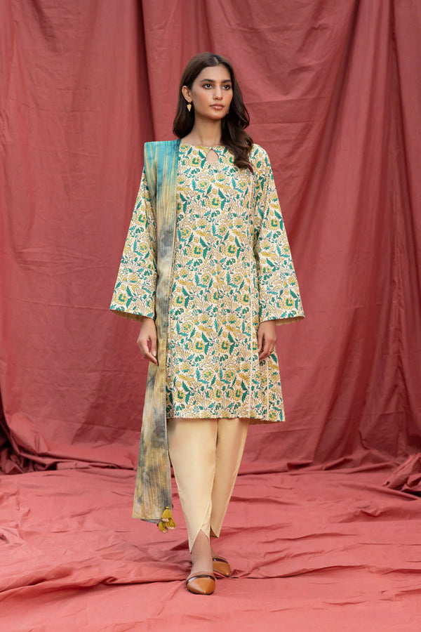 Sapphire 3 Piece Printed Unstitched Suit
