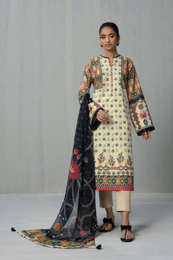 Sapphire 3 Piece Printed Unstitched Suit